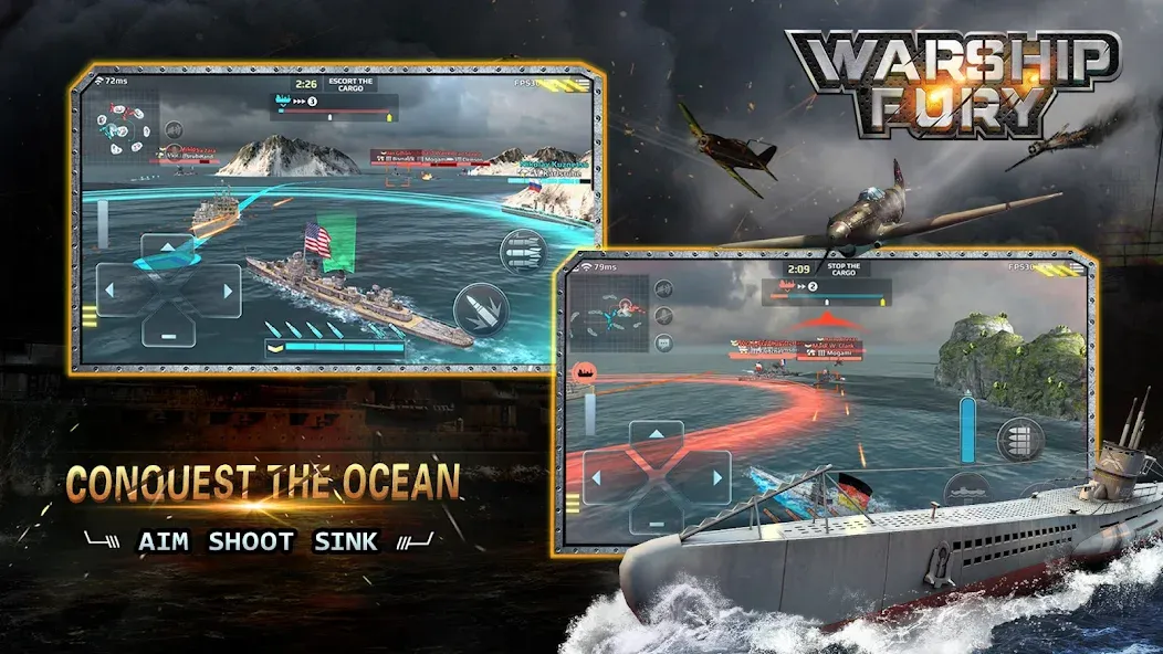 Скачать взлом Warship Fury  [МОД Mega Pack] — последняя версия apk на Андроид screen 3