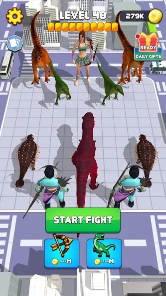 Скачать взломанную Dinosaur Monster Fight Battle (Бамбам Монстр Против 100 Дверей)  [МОД Бесконечные деньги] — полная версия apk на Андроид screen 2