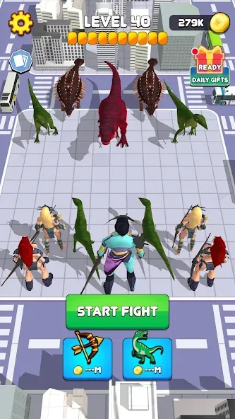 Скачать взломанную Dinosaur Monster Fight Battle (Бамбам Монстр Против 100 Дверей)  [МОД Бесконечные деньги] — полная версия apk на Андроид screen 3