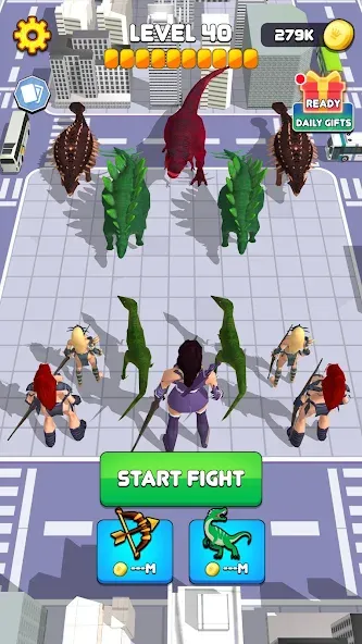 Скачать взломанную Dinosaur Monster Fight Battle (Бамбам Монстр Против 100 Дверей)  [МОД Бесконечные деньги] — полная версия apk на Андроид screen 4