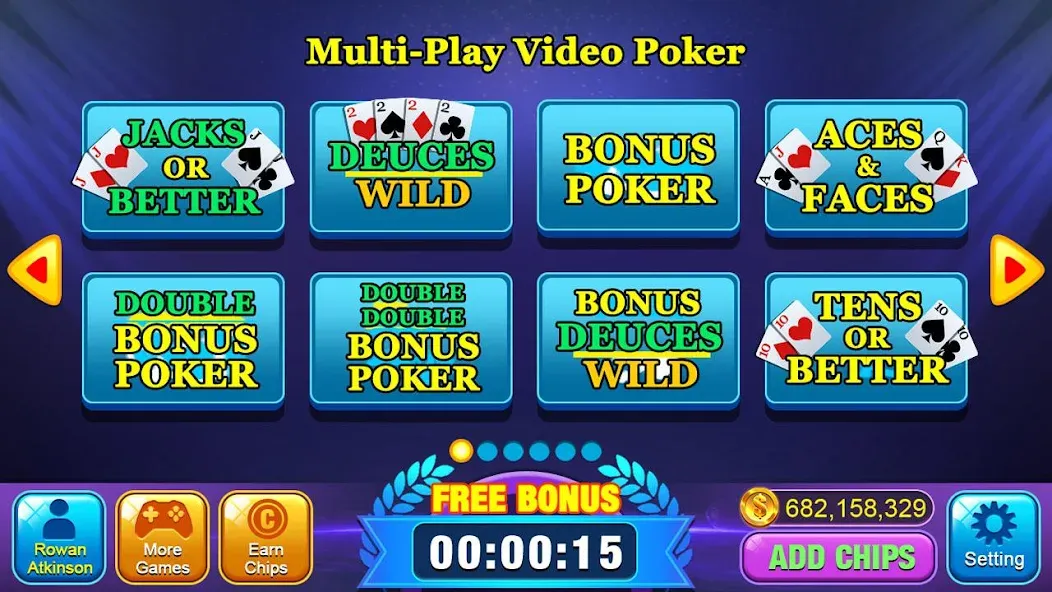 Скачать взлом Video Poker Games — Multi Hand (Видео покер игры)  [МОД Много монет] — стабильная версия apk на Андроид screen 1