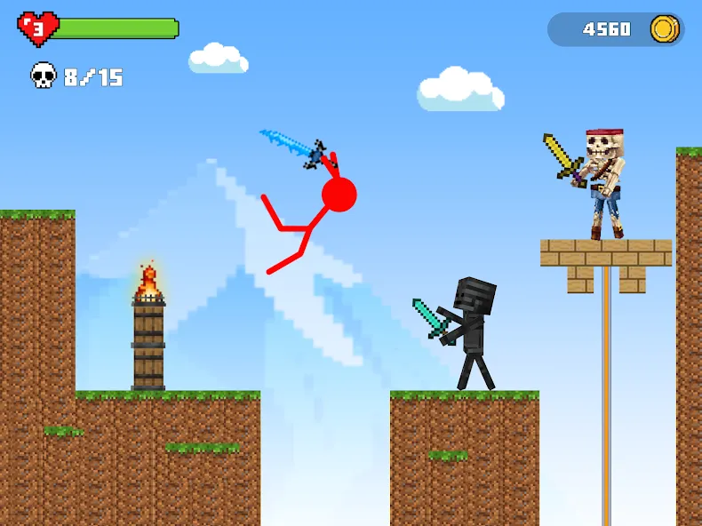 Взлом Stick-man Battle — Craft World  [МОД Все открыто] — стабильная версия apk на Андроид screen 2