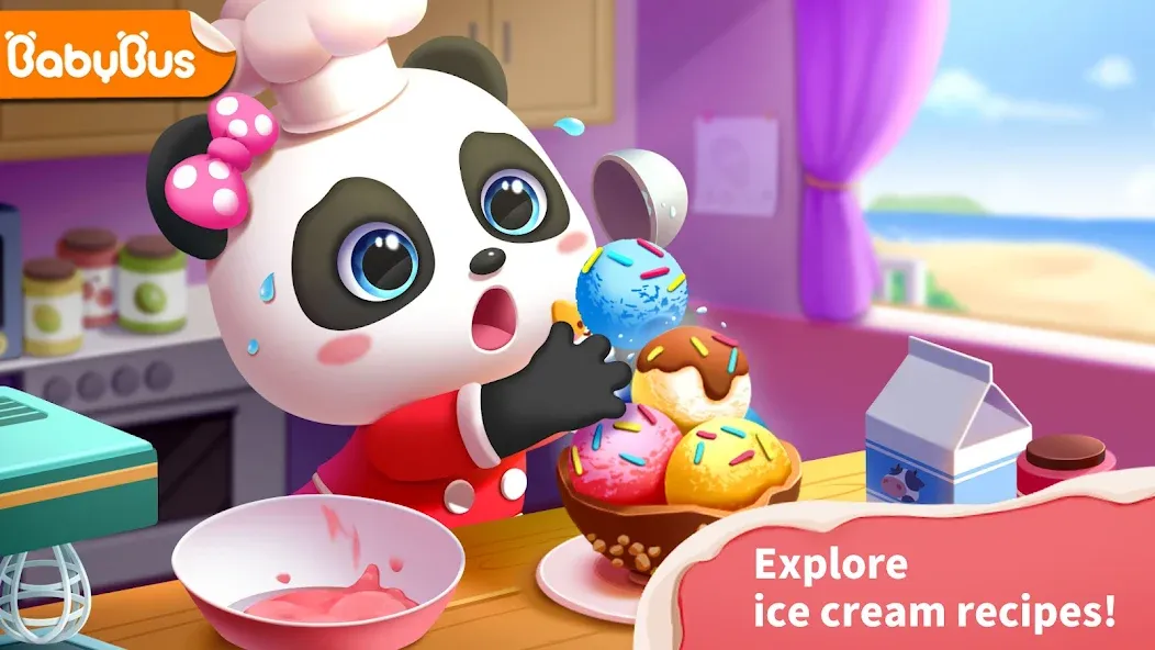 Скачать взломанную Baby Panda’s Ice Cream Shop  [МОД Много монет] — последняя версия apk на Андроид screen 1