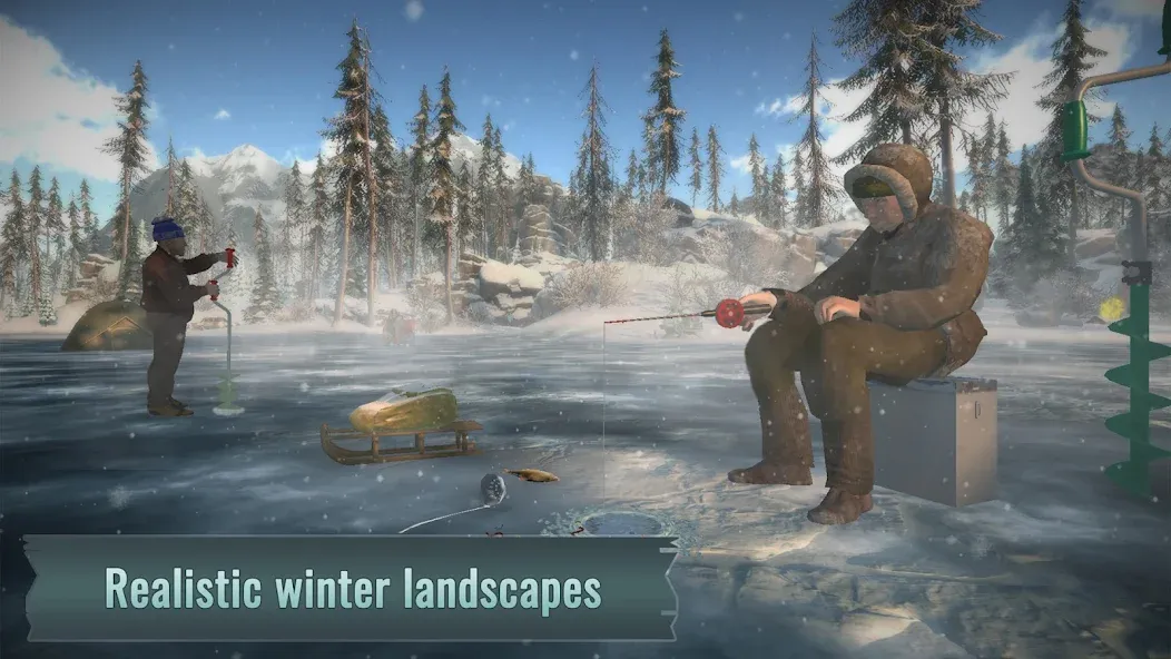 Скачать взломанную Ice fishing game. Catch bass.  [МОД Mega Pack] — полная версия apk на Андроид screen 1