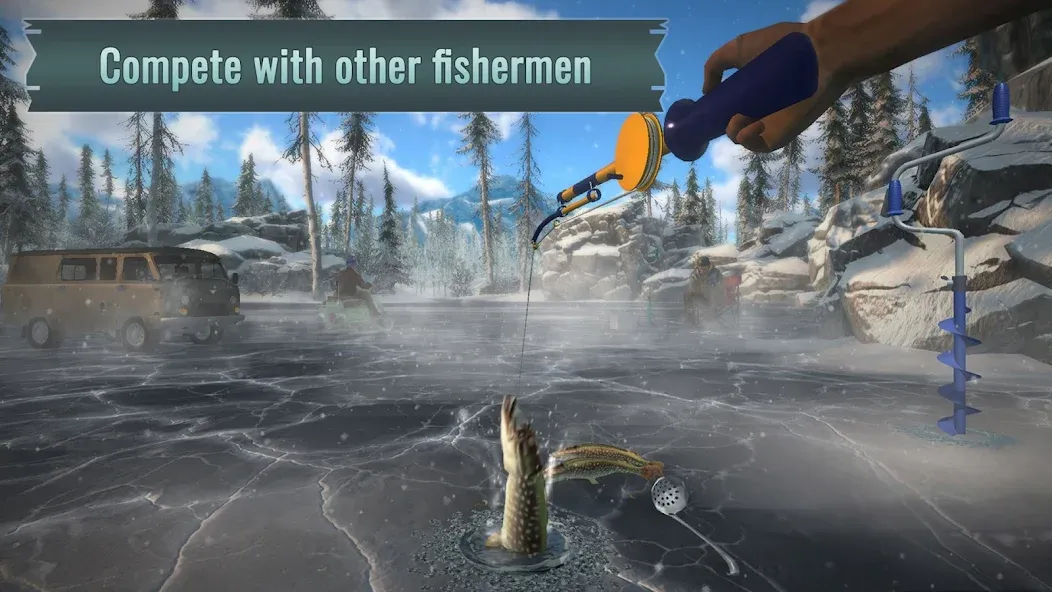 Скачать взломанную Ice fishing game. Catch bass.  [МОД Mega Pack] — полная версия apk на Андроид screen 2