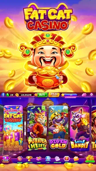 Взлом Fat Cat Casino — Slots Game (Фэт Кэт Казино)  [МОД Unlocked] — последняя версия apk на Андроид screen 2