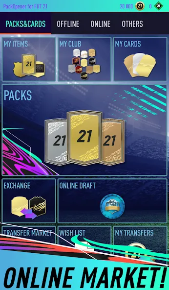 Скачать взлом Pack Opener for FUT 21 (Пакопенер для  21)  [МОД Много монет] — последняя версия apk на Андроид screen 2