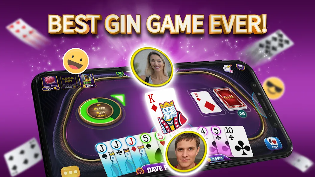 Взломанная Gin Rummy Elite: Online Game (Джин Рамми)  [МОД Все открыто] — полная версия apk на Андроид screen 1