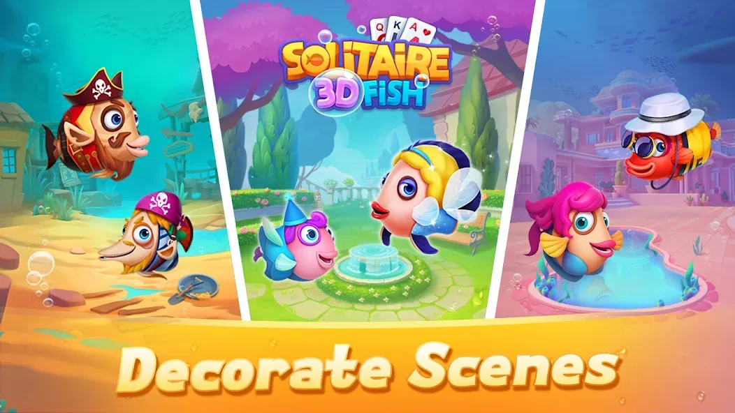 Взлом Solitaire 3D Fish  [МОД Все открыто] — стабильная версия apk на Андроид screen 2