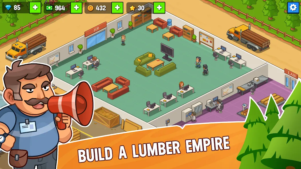 Скачать взлом Lumber Inc Tycoon (Ламбер инк тайкун)  [МОД Бесконечные монеты] — последняя версия apk на Андроид screen 1