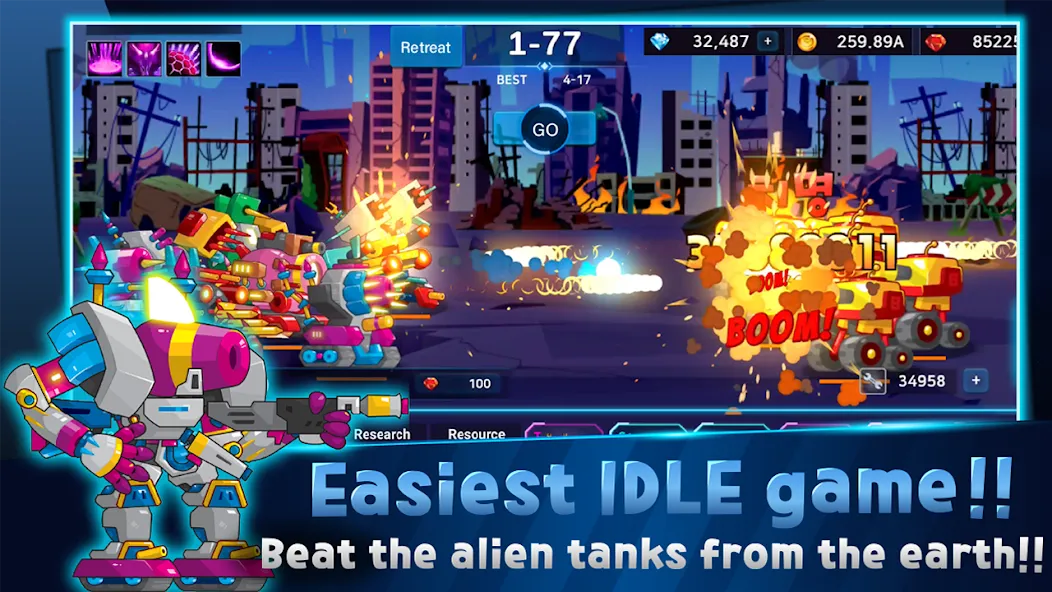 Скачать взлом Mini Robot Tank : idle (Мини Робот Танк)  [МОД Все открыто] — стабильная версия apk на Андроид screen 1