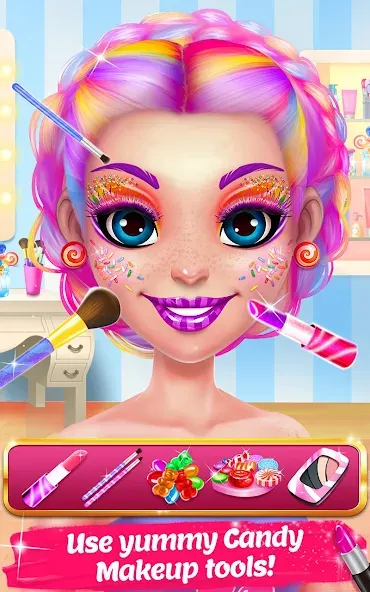 Взломанная Candy Makeup Beauty Game  [МОД Бесконечные деньги] — полная версия apk на Андроид screen 2