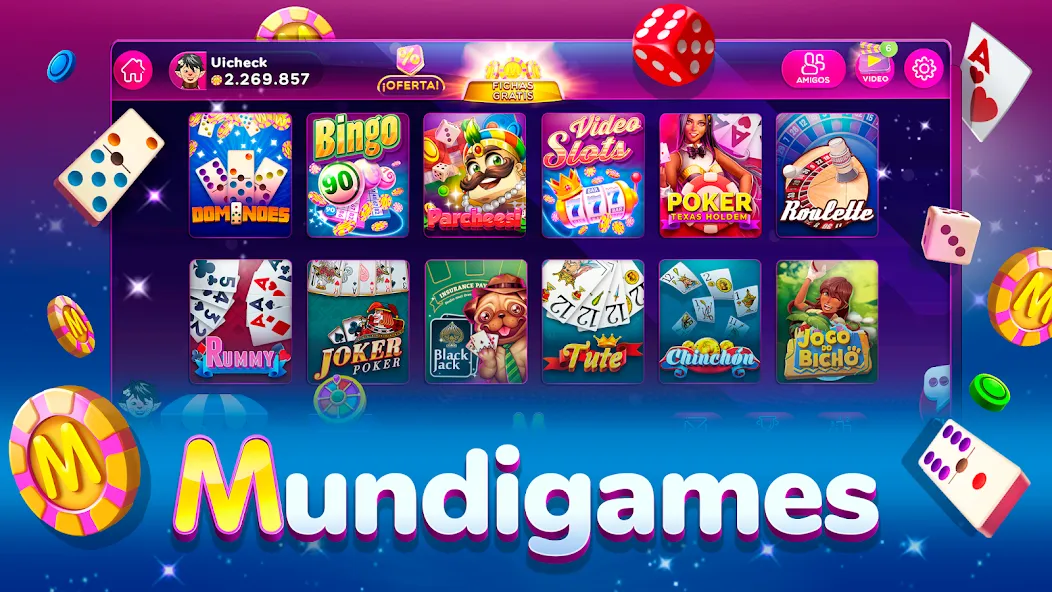 Скачать взломанную MundiGames: Bingo Slots Casino (Мундийуэгос)  [МОД Много монет] — последняя версия apk на Андроид screen 1