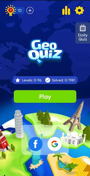 Скачать взломанную Geo Quiz: World Geo Trivia (Джио Квиз)  [МОД Unlocked] — полная версия apk на Андроид screen 1