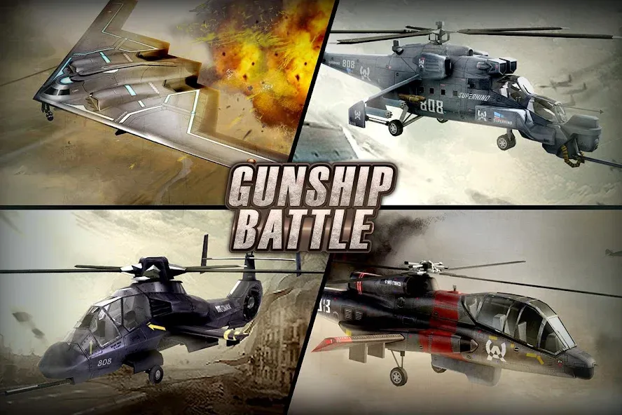 Взломанная GUNSHIP BATTLE: Helicopter 3D  [МОД Все открыто] — полная версия apk на Андроид screen 1