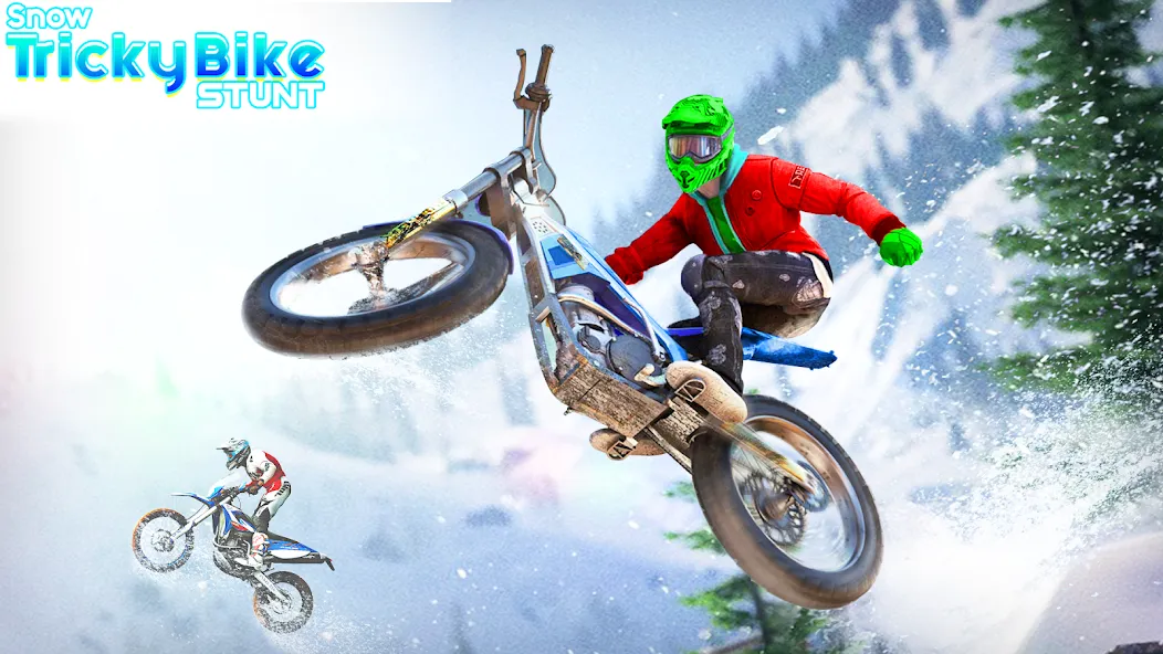 Взломанная Snow Tricky Bike Stunt Race 3D  [МОД Menu] — полная версия apk на Андроид screen 1