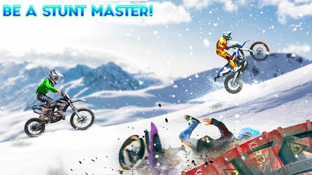 Взломанная Snow Tricky Bike Stunt Race 3D  [МОД Menu] — полная версия apk на Андроид screen 3