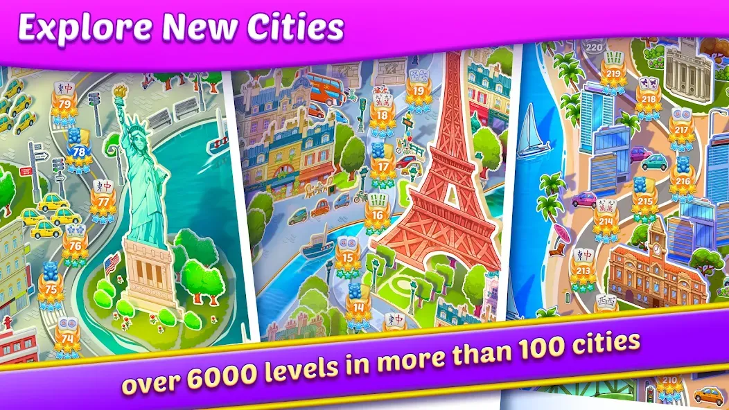 Скачать взлом Mahjong City Tours: Tile Match (Маджонг Сити Турс)  [МОД Меню] — полная версия apk на Андроид screen 3