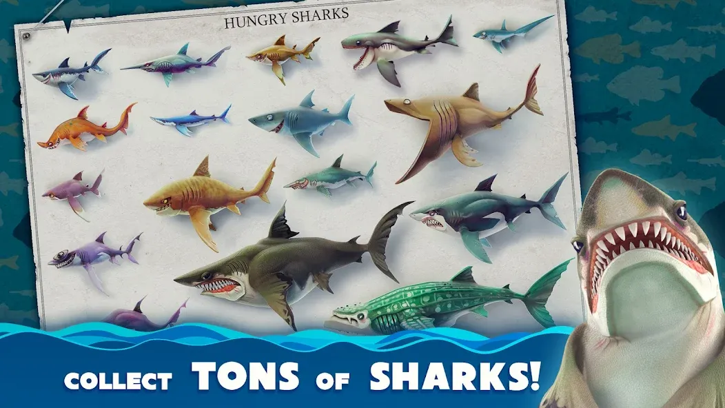 Скачать взлом Hungry Shark World (Хангри Шарк Ворлд)  [МОД Mega Pack] — последняя версия apk на Андроид screen 2