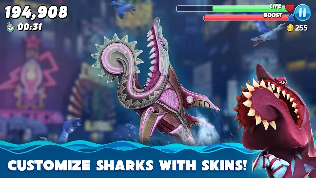 Скачать взлом Hungry Shark World (Хангри Шарк Ворлд)  [МОД Mega Pack] — последняя версия apk на Андроид screen 3