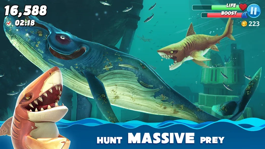 Скачать взлом Hungry Shark World (Хангри Шарк Ворлд)  [МОД Mega Pack] — последняя версия apk на Андроид screen 5