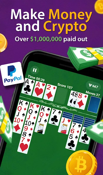 Взлом Solitaire — Make Money  [МОД Бесконечные деньги] — последняя версия apk на Андроид screen 1