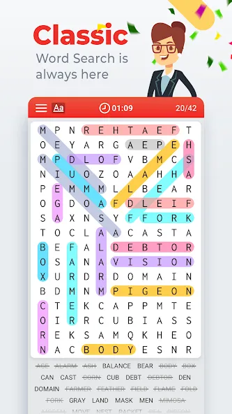 Скачать взломанную Word Search Colorful  [МОД Меню] — полная версия apk на Андроид screen 1