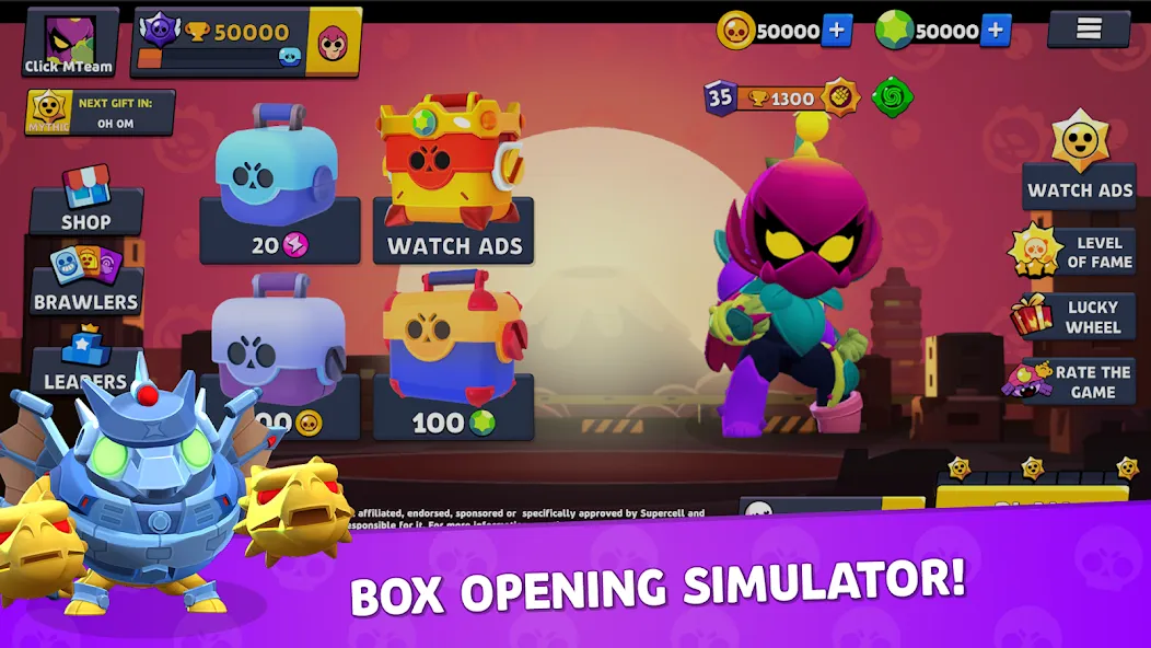 Скачать взломанную Brawl Box Stars Simulator  [МОД Бесконечные деньги] — стабильная версия apk на Андроид screen 1