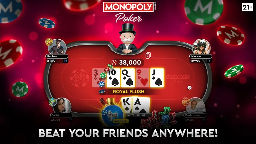 Скачать взломанную MONOPOLY Poker — Texas Holdem (МОНОПОЛИЯ Покер)  [МОД Unlimited Money] — стабильная версия apk на Андроид screen 3