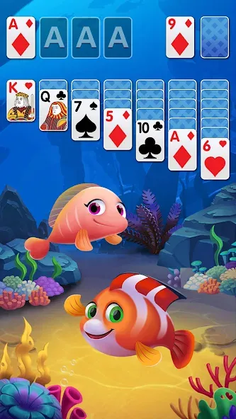 Скачать взломанную Solitaire Fish Klondike Card (Солитер Карточная игра Клондайк Фиш)  [МОД Много монет] — полная версия apk на Андроид screen 1