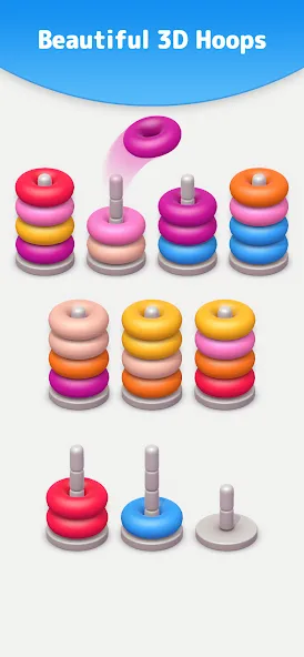 Скачать взлом Color Sort 3D — Hoop Stack  [МОД Бесконечные деньги] — последняя версия apk на Андроид screen 1