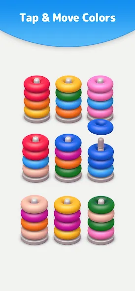 Скачать взлом Color Sort 3D — Hoop Stack  [МОД Бесконечные деньги] — последняя версия apk на Андроид screen 3