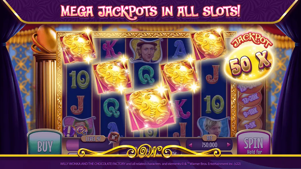 Скачать взломанную Willy Wonka Vegas Casino Slots (Вилли Вонка Вегас Казино Слоты)  [МОД Бесконечные деньги] — стабильная версия apk на Андроид screen 4