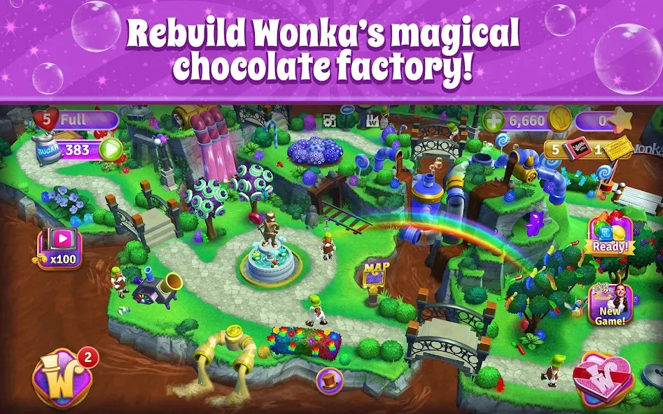 Взломанная Wonka's World of Candy Match 3  [МОД Меню] — стабильная версия apk на Андроид screen 1