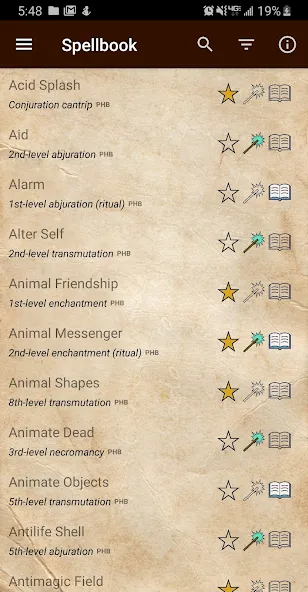 Взломанная D&D Spellbook 5e  [МОД Много монет] — полная версия apk на Андроид screen 1