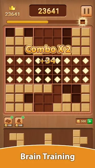 Скачать взломанную Wood Block Puzzle (Вуд Блок Пазл)  [МОД Unlocked] — полная версия apk на Андроид screen 2