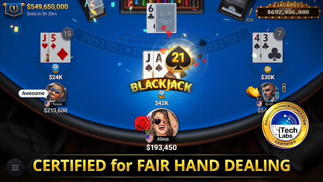 Взлом Blackjack Championship (Блэкджек Чемпионат)  [МОД Menu] — последняя версия apk на Андроид screen 1