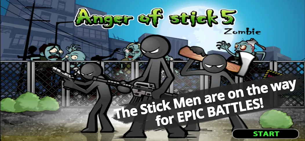 Скачать взломанную Anger of stick 5 : zombie (Ангер оф стик 5)  [МОД Много денег] — стабильная версия apk на Андроид screen 1