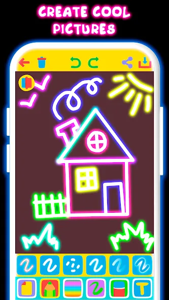 Скачать взлом Drawing For Kids — Glow Draw  [МОД Бесконечные монеты] — полная версия apk на Андроид screen 1