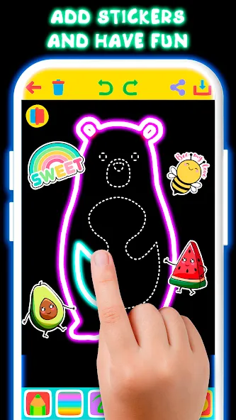 Скачать взлом Drawing For Kids — Glow Draw  [МОД Бесконечные монеты] — полная версия apk на Андроид screen 2