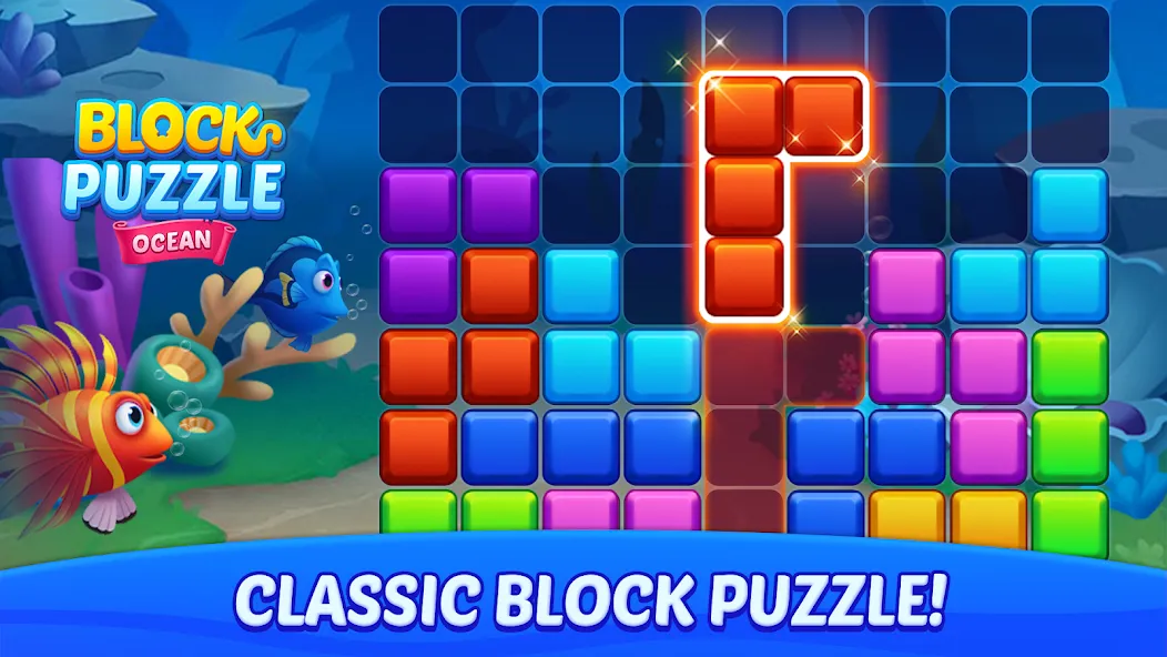 Взломанная Block Puzzle Ocean  [МОД Бесконечные деньги] — стабильная версия apk на Андроид screen 1