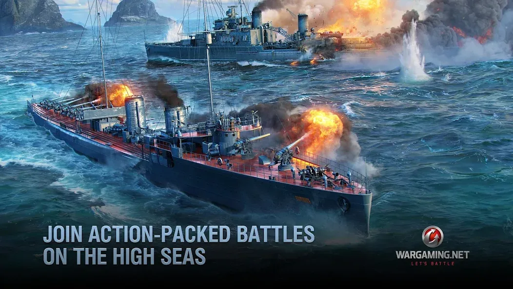 Взломанная World of Warships Blitz War (Ворлд оф Варшипс Блиц Вар)  [МОД Меню] — полная версия apk на Андроид screen 2