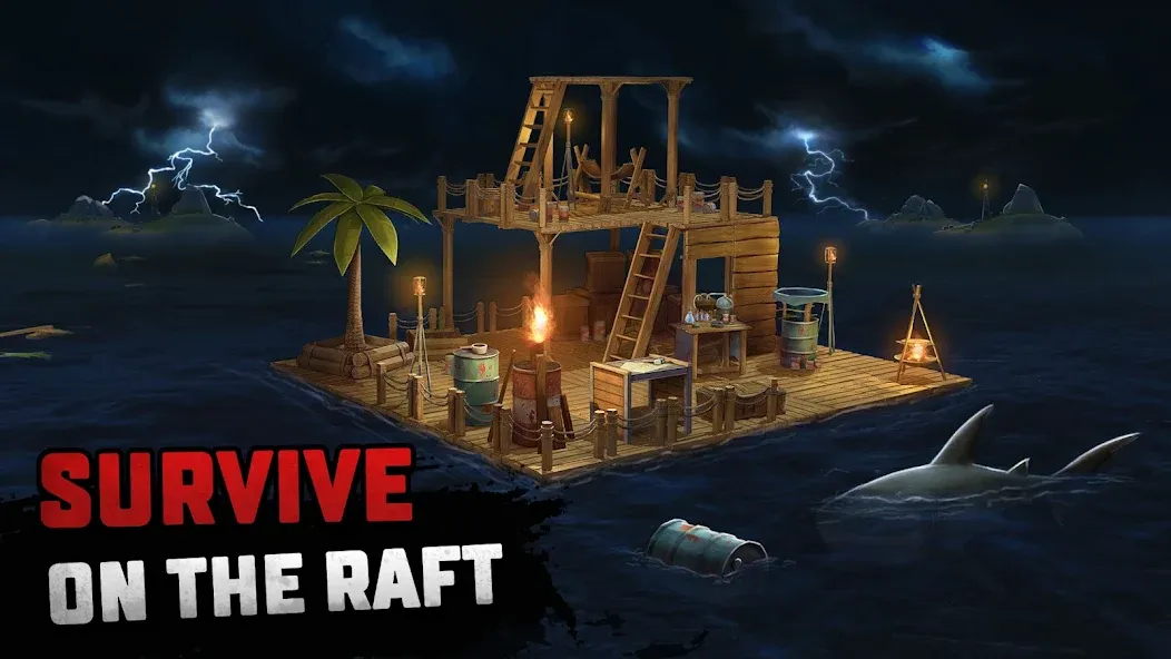 Взломанная Raft® Survival — Ocean Nomad (Рафт)  [МОД Unlocked] — полная версия apk на Андроид screen 1