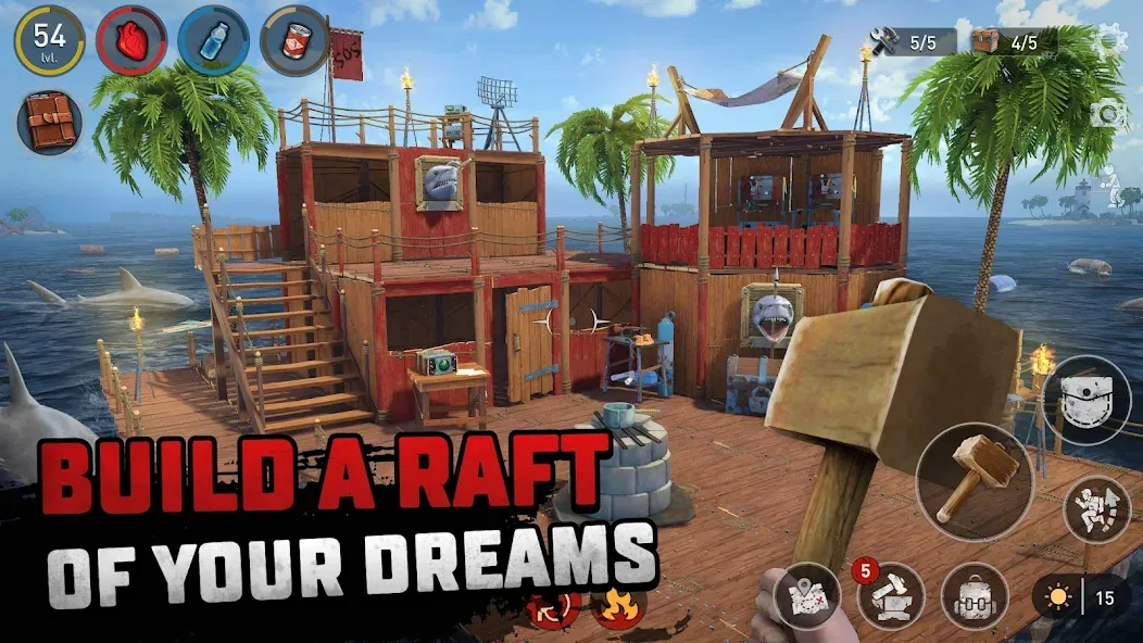 Взломанная Raft® Survival — Ocean Nomad (Рафт)  [МОД Unlocked] — полная версия apk на Андроид screen 5