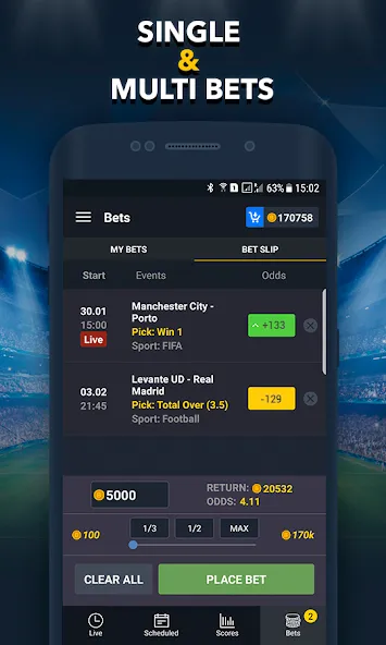 Взломанная Sports Betting Game — BETUP  [МОД Бесконечные монеты] — последняя версия apk на Андроид screen 5