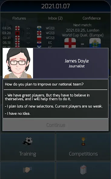 Скачать взломанную True Football National Manager (Тру Футбол Национальный Менеджер)  [МОД Mega Pack] — последняя версия apk на Андроид screen 2