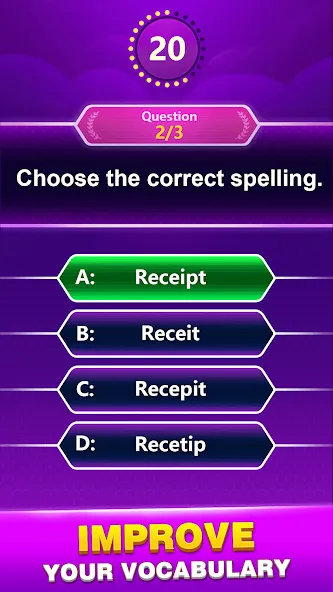 Скачать взлом Spelling Quiz — Word Trivia (Спеллинг Квиз)  [МОД Меню] — стабильная версия apk на Андроид screen 4