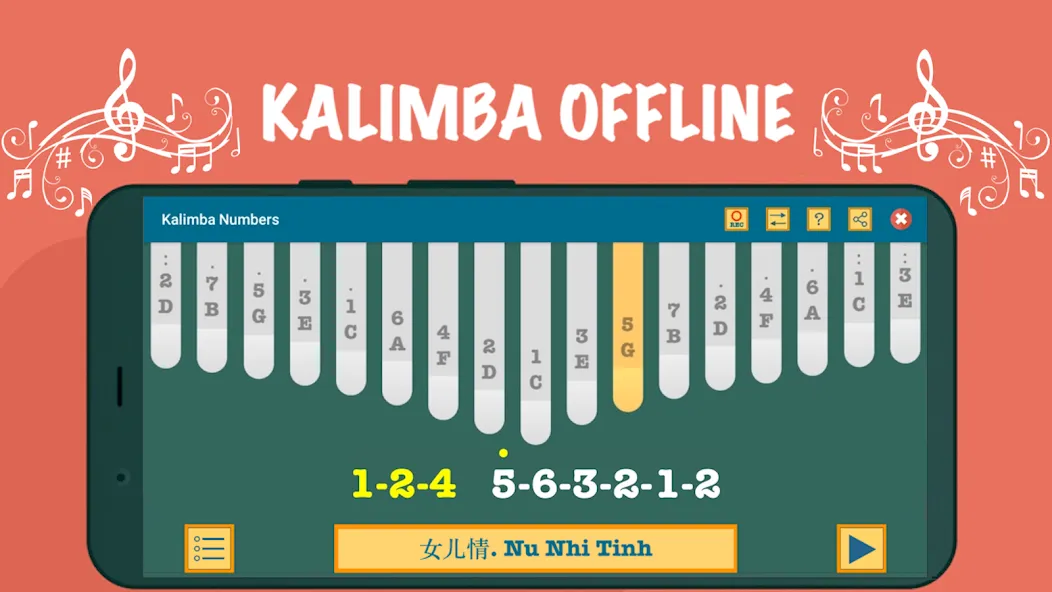 Скачать взлом Kalimba App With Songs Numbers (Калимба приложение с песнями и цифрами)  [МОД Много денег] — стабильная версия apk на Андроид screen 1