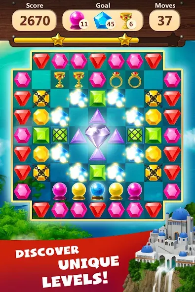 Взломанная Jewels Planet — Match 3 Puzzle  [МОД Mega Pack] — полная версия apk на Андроид screen 3